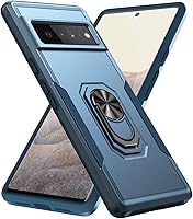 Vista 12 de Funda para Google Pixel 6 Pro con armadura atril anillo magnético resistente de grado militar a prueba de golpes para Pixel 6 Pro Phone Case (negro)