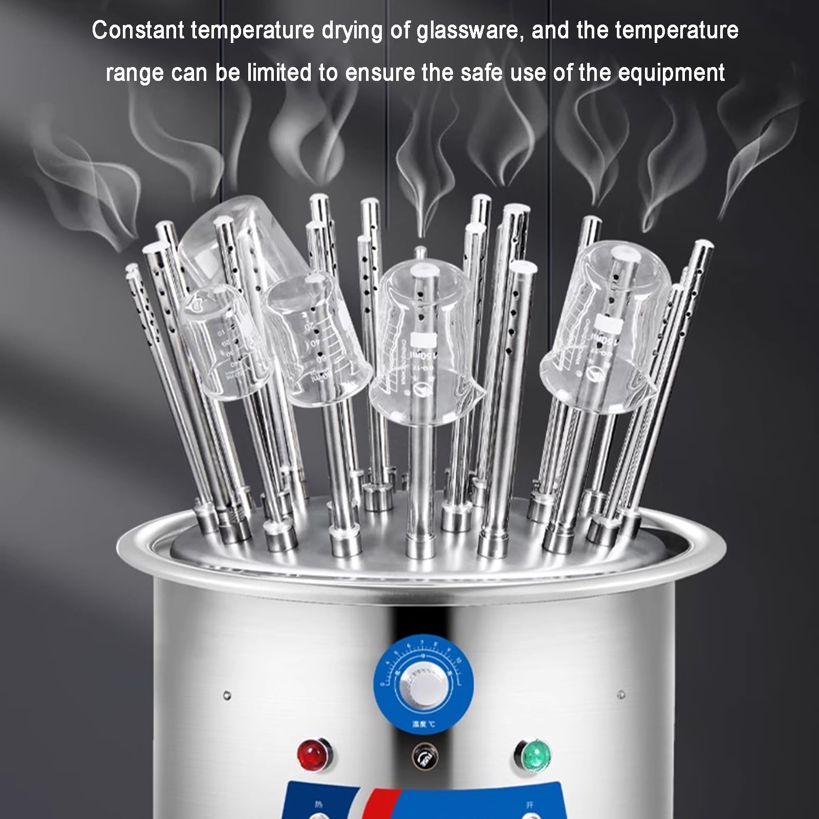 Essiccatore per vetreria da laboratorio con rack di asciugatura a flusso d'aria, 30 tubi, temperatura regolabile 40-120 ℃, calore rapido in 8-10 minuti per provette e becher