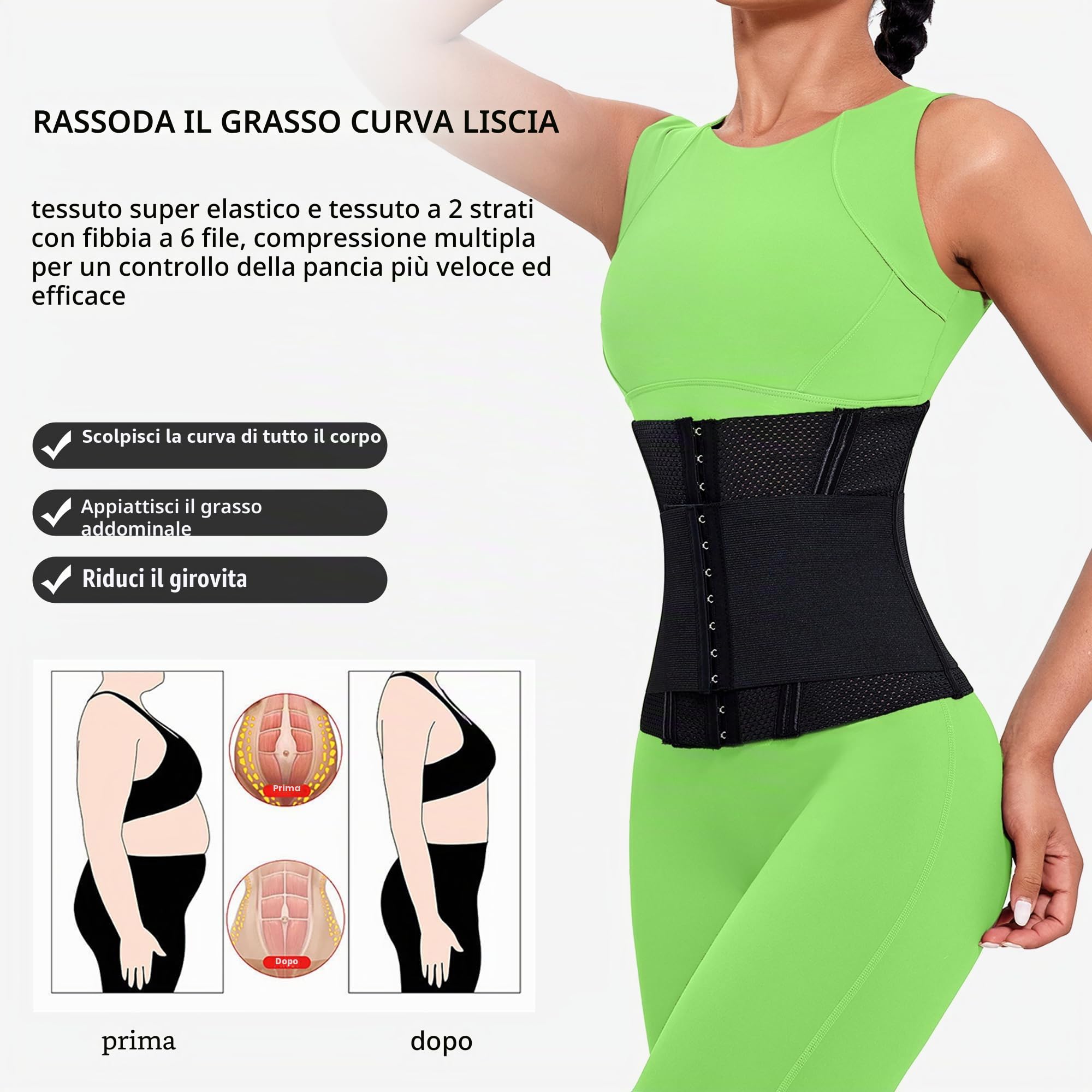 Fascia Addominale Dimagrante Corsetto Cintura Snellente Pancia Cincher con Regolabile Fascia Shapewear Intimo Modellante