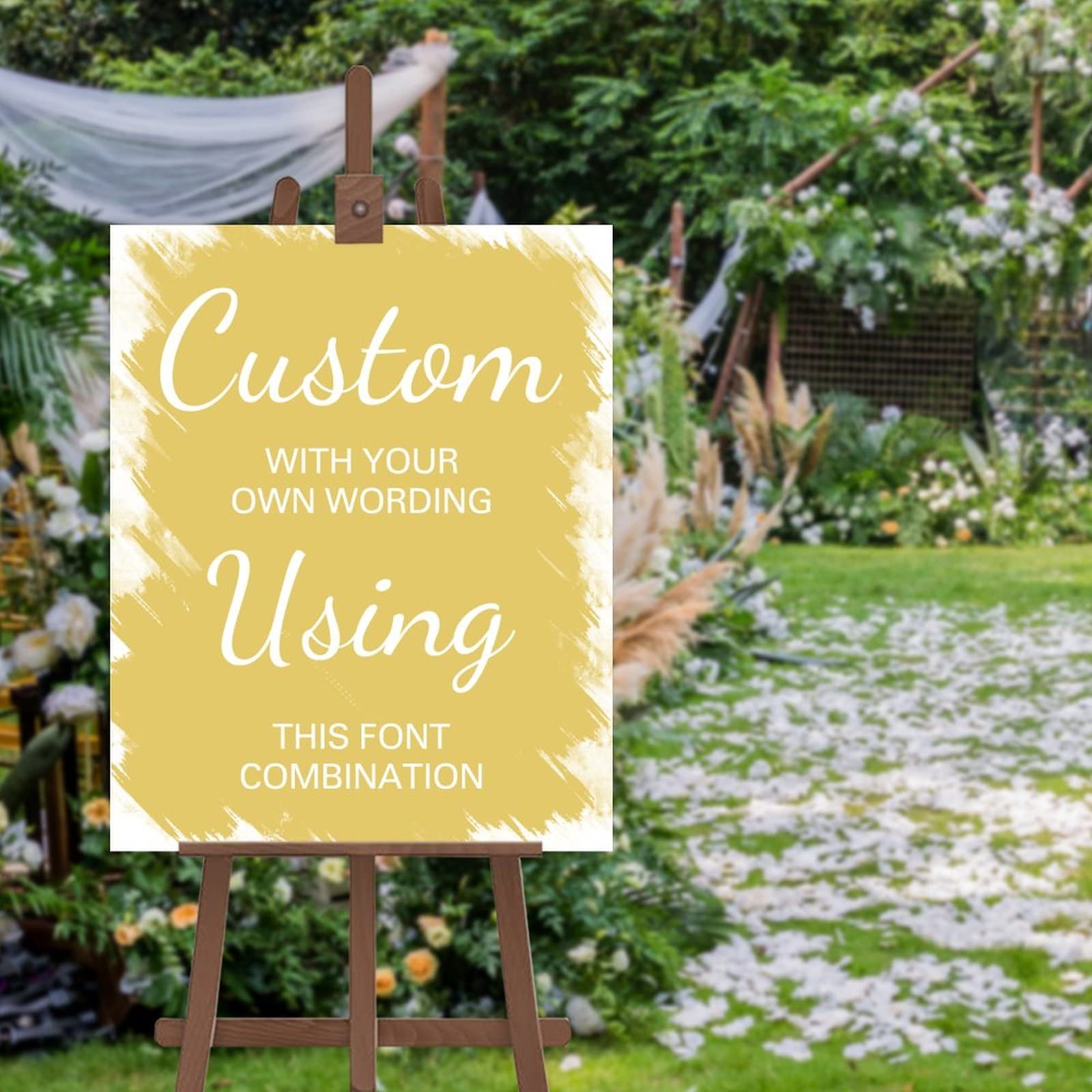 Panneau personnalisé de mariage en calligraphie chic pour décoration d'accueil minimaliste