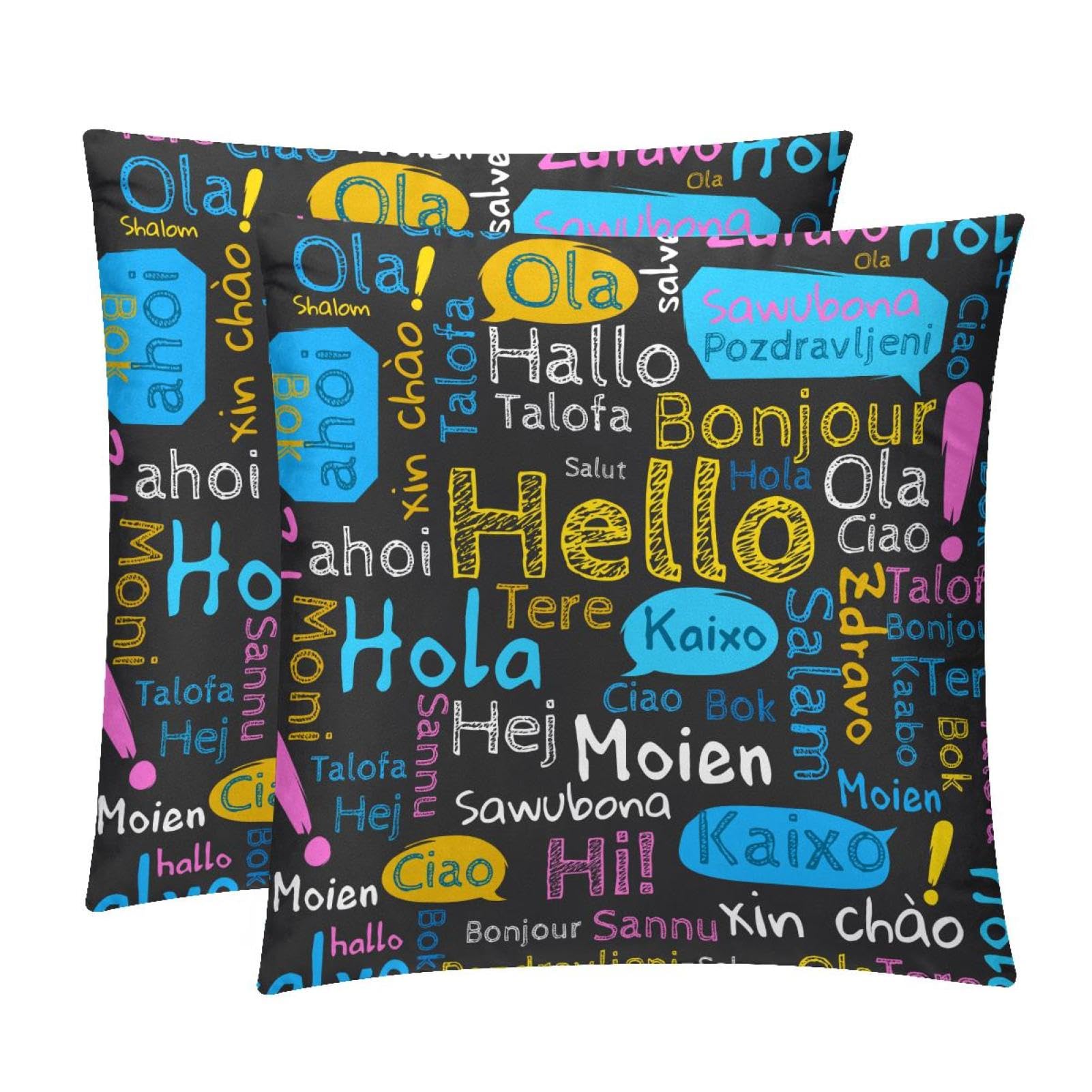 TDGKPZ Hello Throw Pillow Covers 2 Pack Pillowcases Soft Cozy Pillow Cases For Couch Bed Sofa 40x40cm