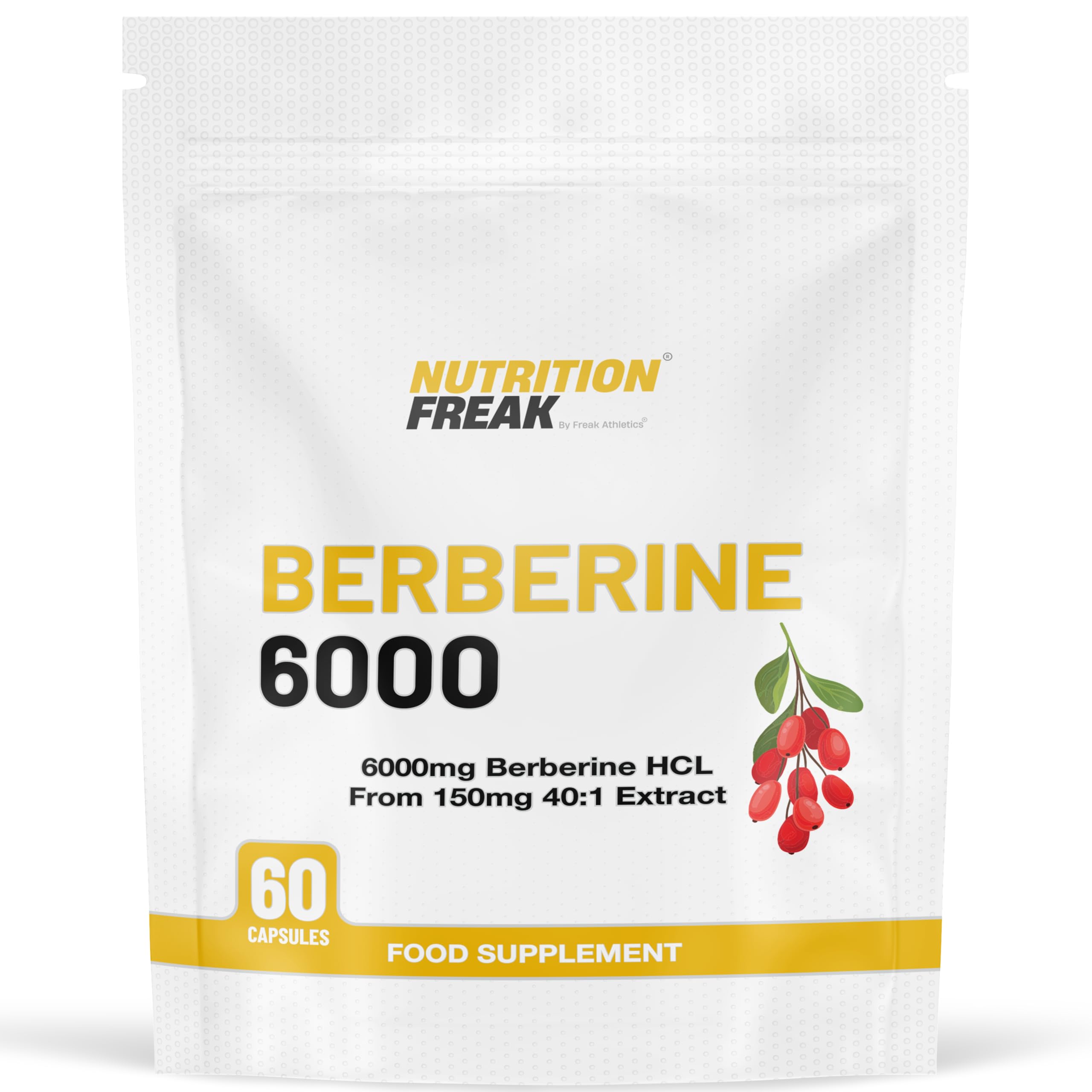 Freak Athletics Berberine 500 I 60 high Strength Berberine HCL 500mg Capsules I Supports Healthy Blood Sugar Levels - UK Made