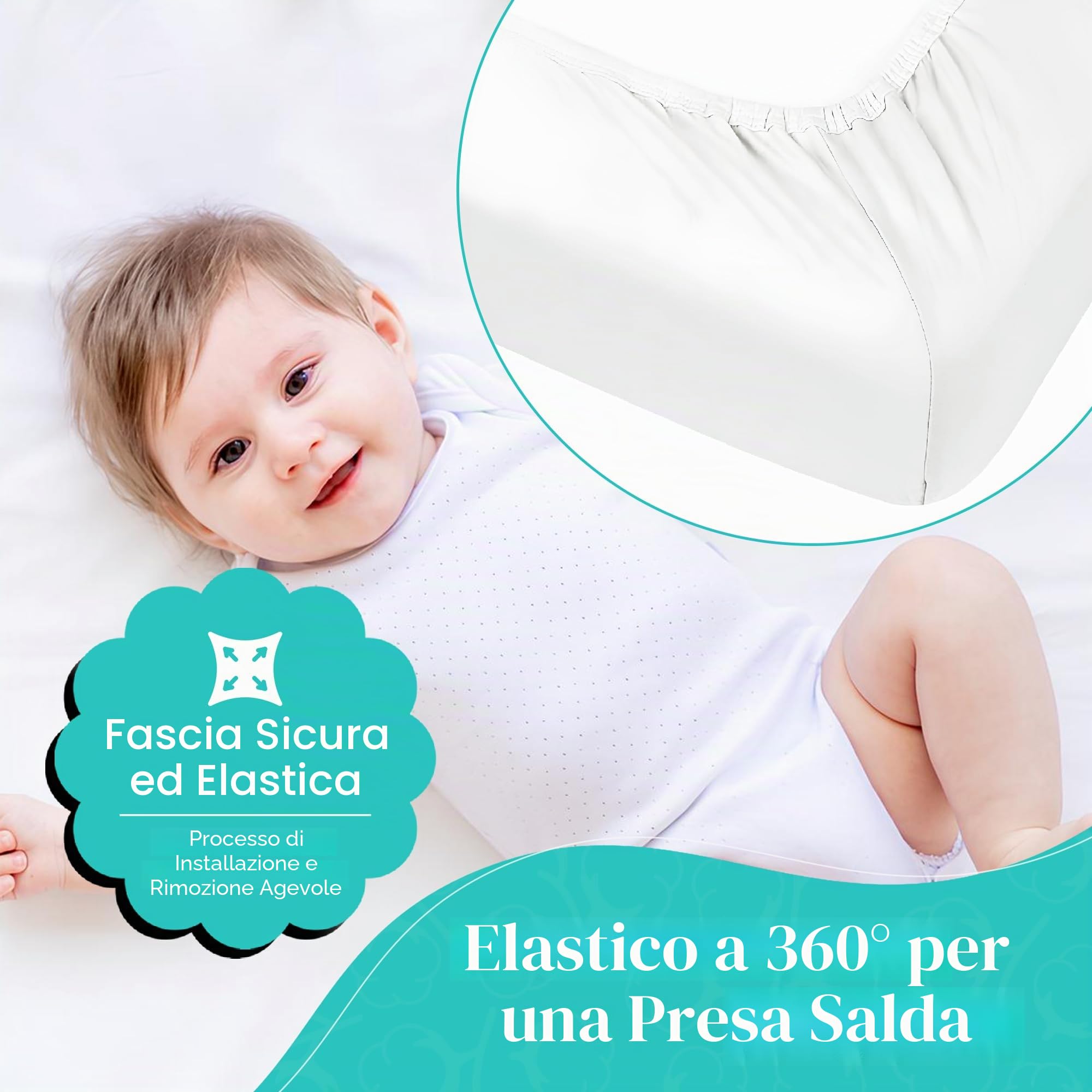 Confezione da 2 lenzuola con angoli elasticizzati per culla Next2Me in 100% jersey di cotone – compatibile con Next2Me (50 x 85 cm) confezione da 2 bianco