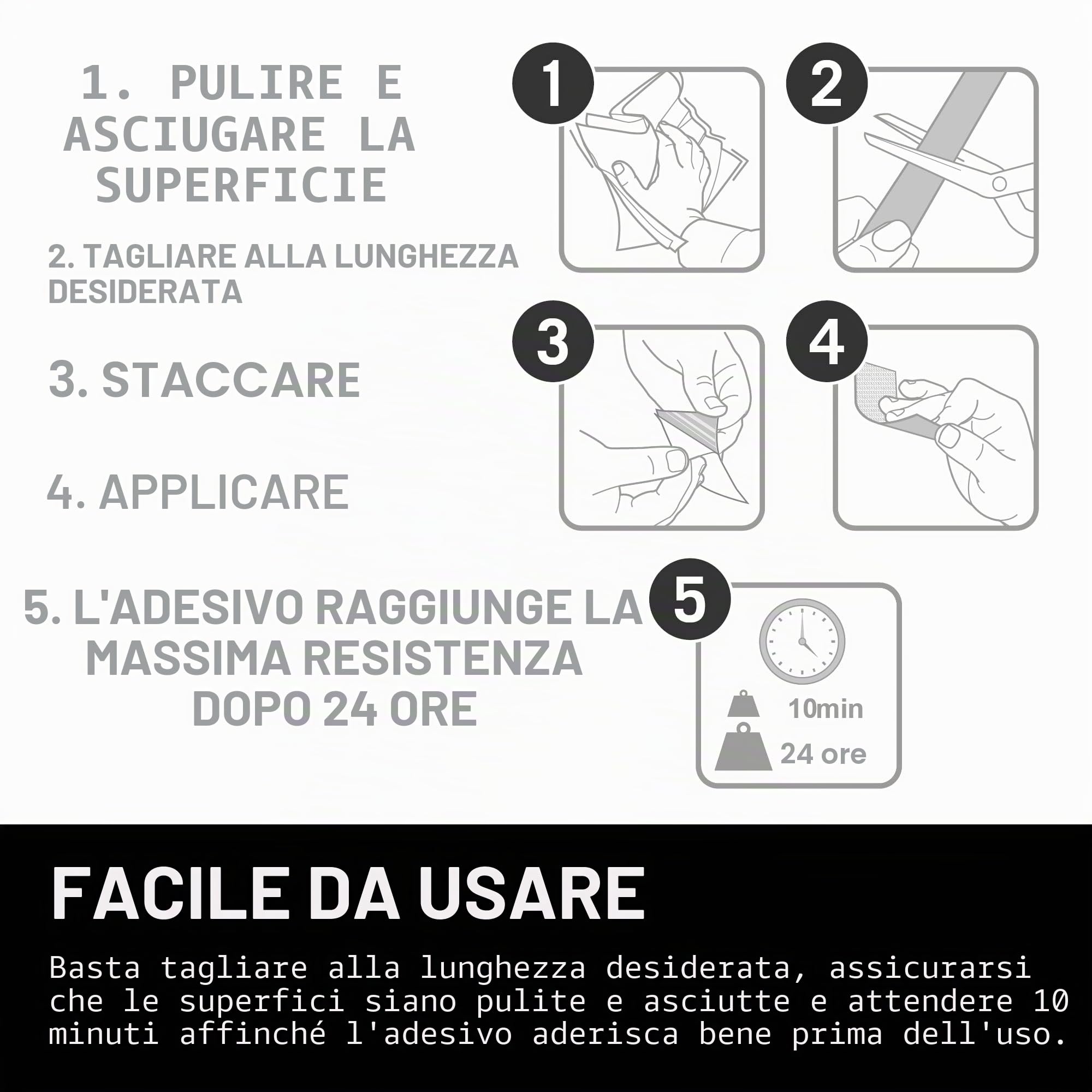 VELCRO Brand Nastro a strappo adesivo ad alta resistenza, Nero 50mm x 10m | Nastro adesivo a strappo ad alta resistenza, per casa, ufficio, garage e decorazioni
