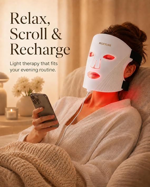 Red Light Therapy for Face - FDA-Cleared LED Face Mask for Face,Black