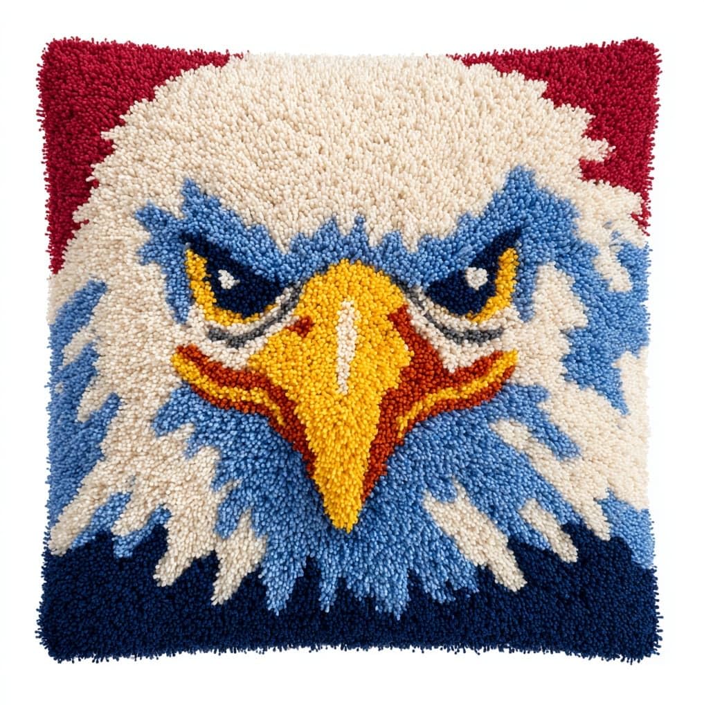 AxiangziK Latch Hook Cushion Kits,Bald Eagle 17x17in Latch Hook Kits for Adults DIY Rug Crafts Arts Carpet for Home Decoration Birthday,Christma,Gift