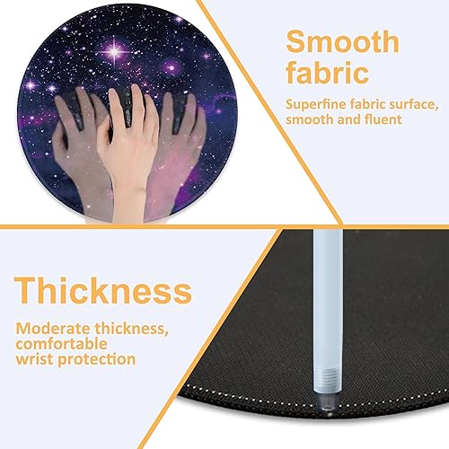 Miniatura 5 de Tapete redondo de escritorio de 8.8 pulgadas, con nebulosa de galaxia morada, alfombrilla de mouse para juegos de 8.8 pulgadas con base