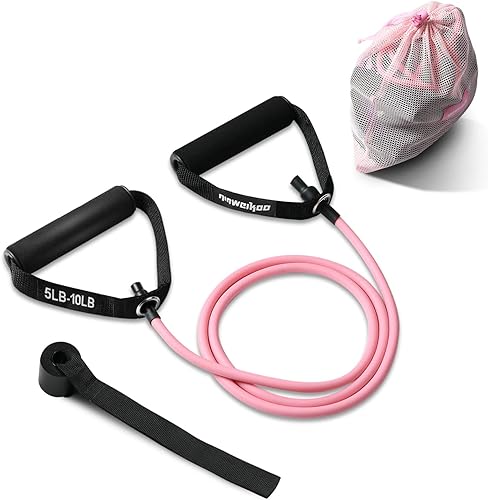 Miniatura 1 de QINWEIKOO Banda de ejercicio de resistencia con asas, banda de entrenamiento para terapia física, entrenamiento de fuerza, gimnasio en casa,