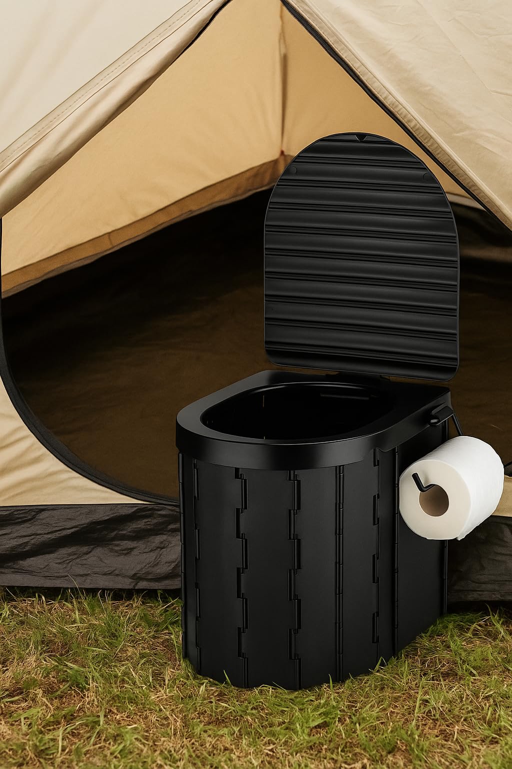 AUTOLIGHT 24 Toilettes de camping pliables avec couvercle - 25 l - Charge maximale : 150 kg - Toilettes portables pour camping, caravane, camping-car - Avec 12 sacs poubelles, sac en tissu et