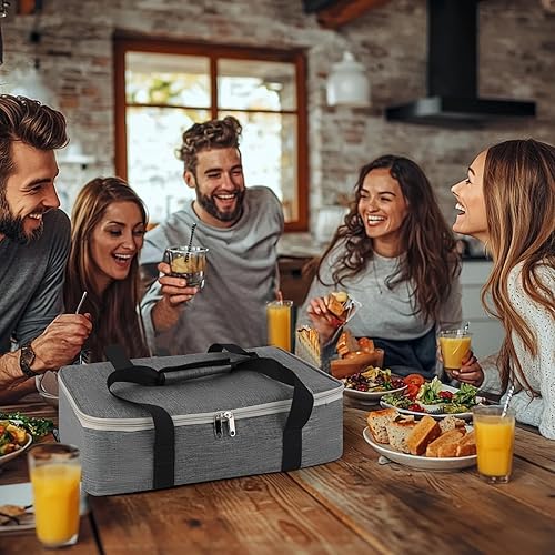 Vista 34 de Bodaon Paquete de 1 cazuela aislada para alimentos calientes o fríos, se adapta a platos de horno de 9 x 13 pulgadas y 11 x 15 pulgadas con tapa