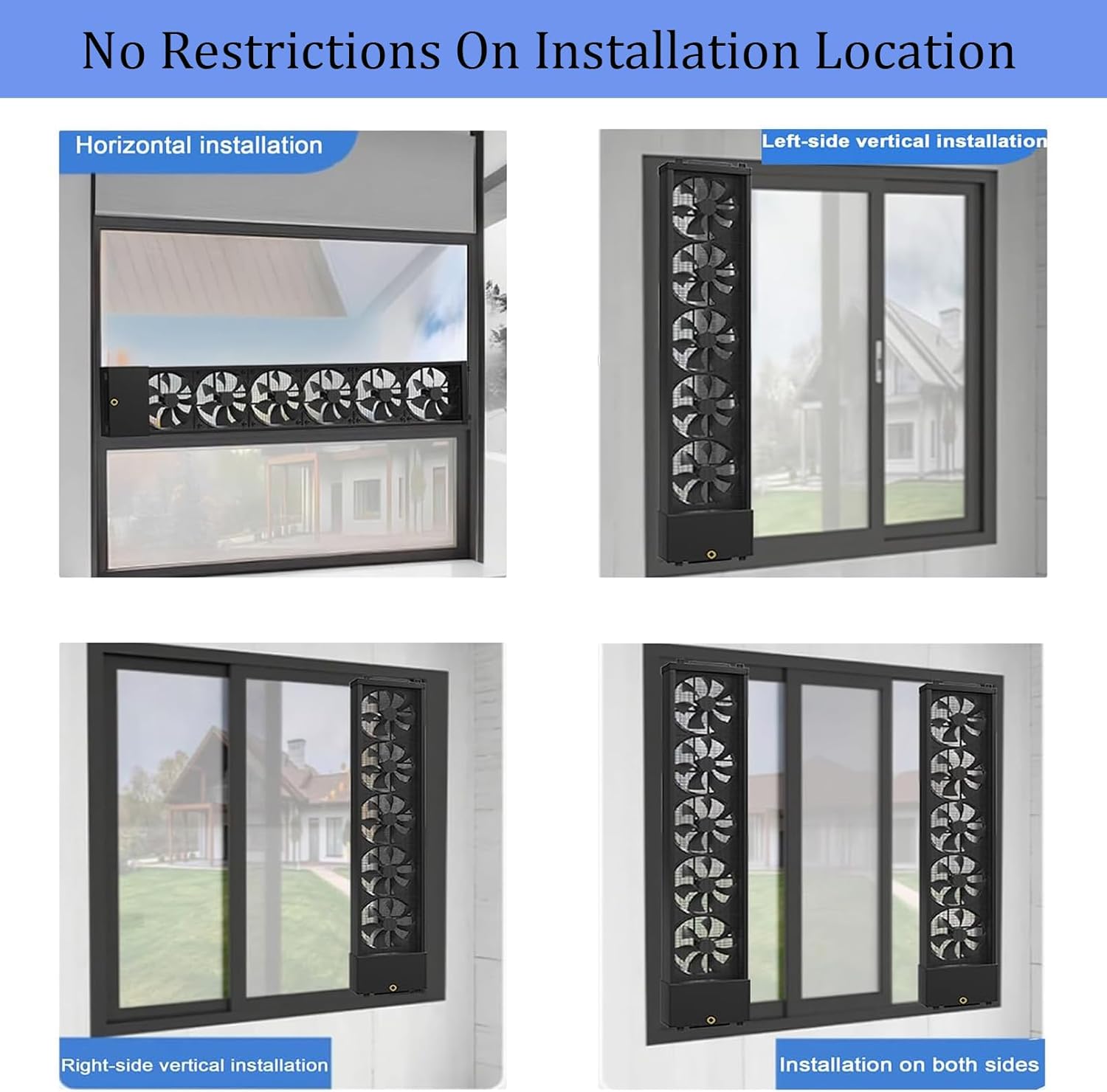 Vertical Window Fan, Twin Window Fan with Reversible Airflow, Retractable Exhaust Fan 5CM Adjustable, Tool-Free No Drill Installation, for Bedroom Kitchen Attic Garage(13.78-15.75)