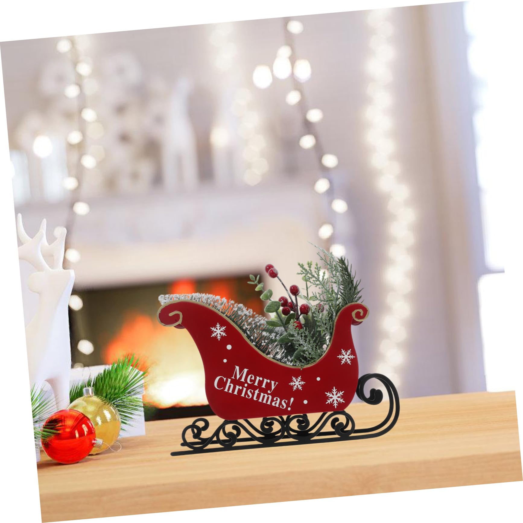 Decoración Mesa Navidad de Hierro Ornamentación Navideña para Interior Centro de Mesa Festivo Hogar