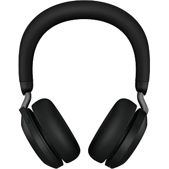 Jabra Evolve2 75 Wireless PC Headset with Charging Dock, 8 Micro Technology - Dual Foam Stereo Headphones with Modern Active 