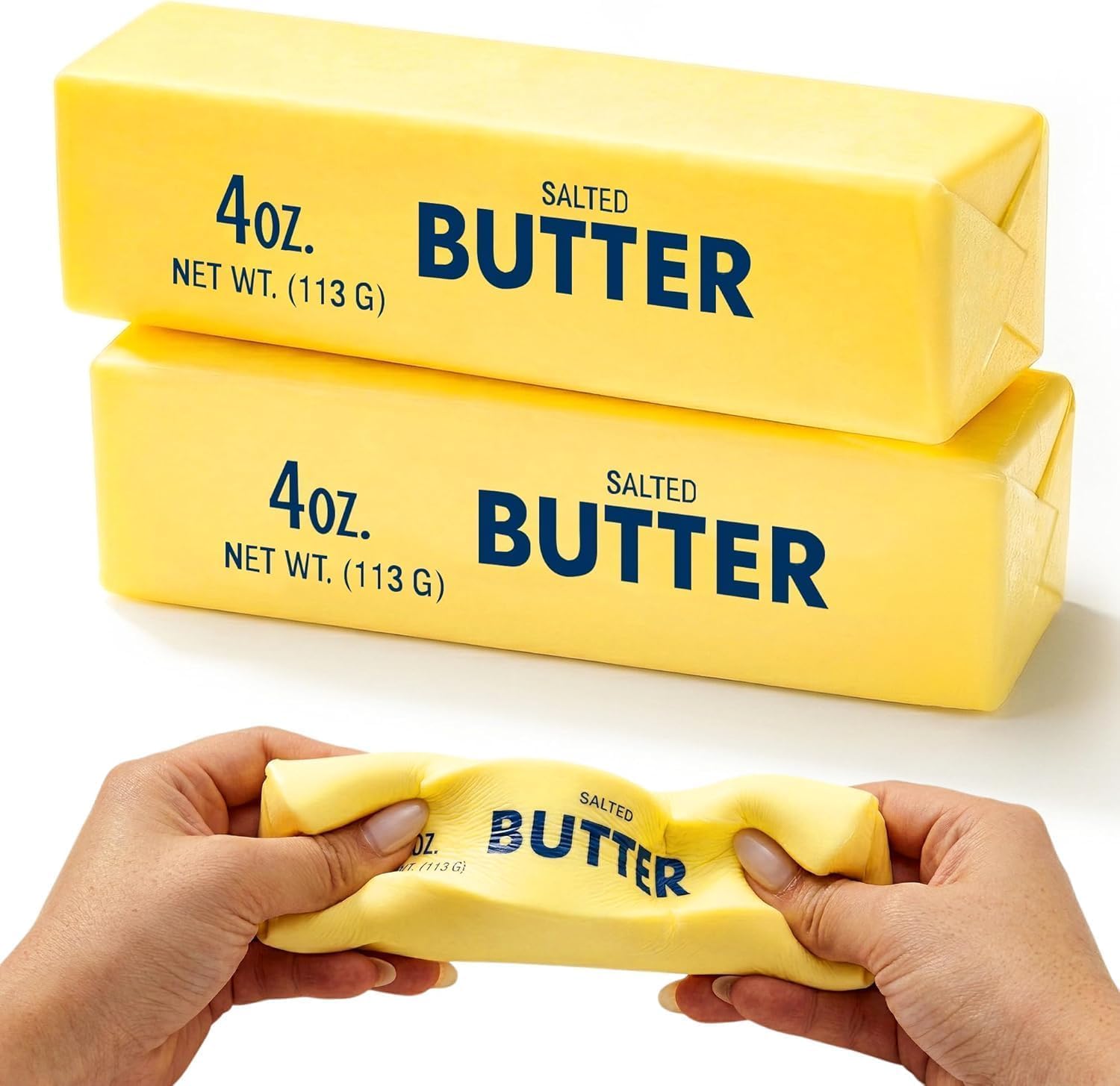 Fmalra Butter Squishy Fidget Toys,Realistic Salted Butter Stick Squeeze Sensory Toy,Soft PU Stress Relief Squishies for ADHD Anxiety,Portable Desk Decor Gift for Adults & Kids