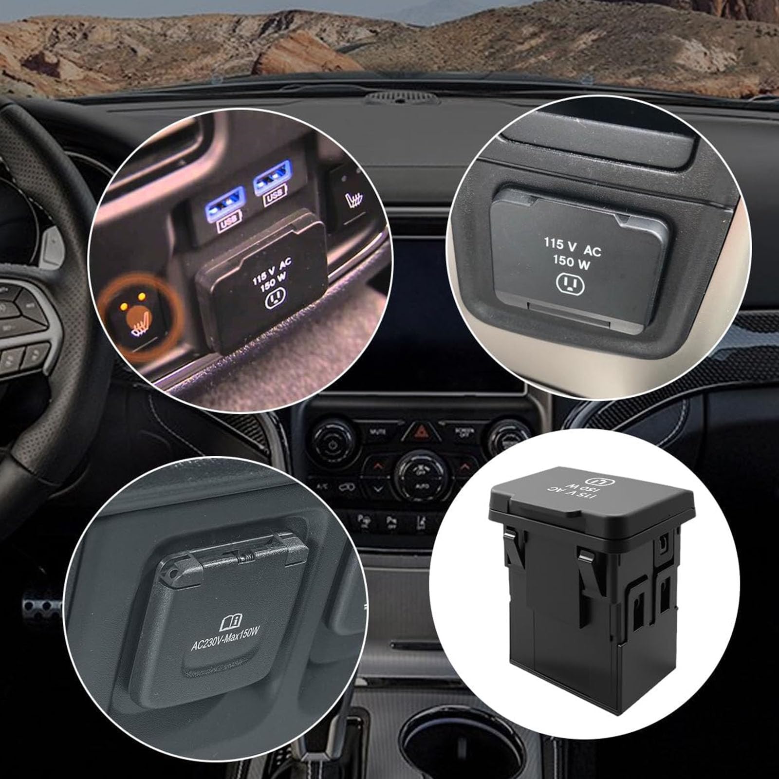 Convertitore Alimentazione per Auto in plastica Presa elettrica per Sedile Posteriore per 1500 2500 3500 4500 5500 Veicoli Viaggi in Famiglia 56046934AA Adattatore per Dispositivo Portatile