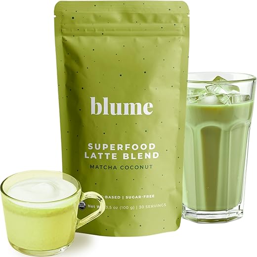 Blume Superfoods Latte Matcha Green Tea Powder - Matcha Powder with Coconut, L-Theanine and Natural Caffeine for All Day Energy & Focus - Organic Matcha from Shizuoka Japan - Matcha Latte 30 Servings