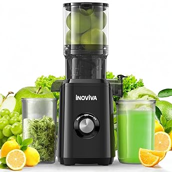 Masticating Juicer,5.3" Inch Feeding Chute Supports Whole Fruits and Vegetables, 350W Slow Cold Press Juicer,Self Feeding Effortless for Batch Juicing, High Juice Yield for Home