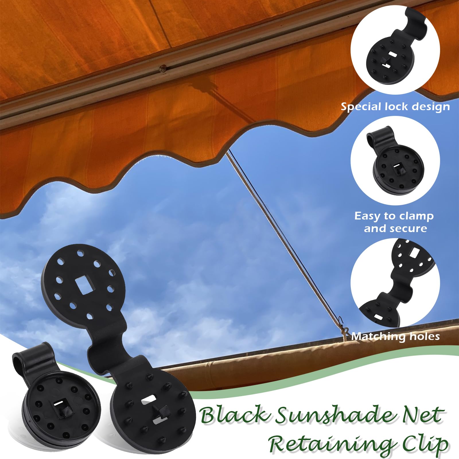 Clip In Plastica Per Rete Parasole - Set 50 Pezzi Per Fissaggio Teli Ombreggianti - Foto 9