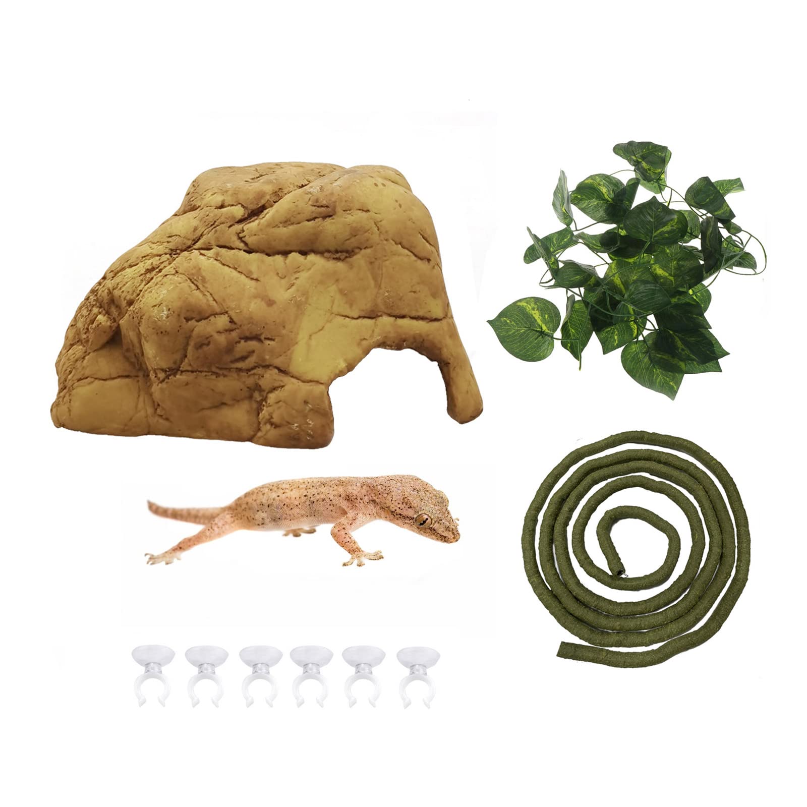 Hamiledyi XL Reptilien Versteck & Kletterbrücke Aus Holz, 50,8x30 Cm - Für Bartagamen, Echsen, Schlangen & Nager