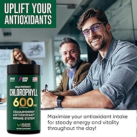 Chlorophyll Capsules 600 mg - Natural Chlorophyll Pills for Women & Men - Highly BioAvailable Chlorophyll Supplement for Energy, Immunity, Skin + Internal Deodorant