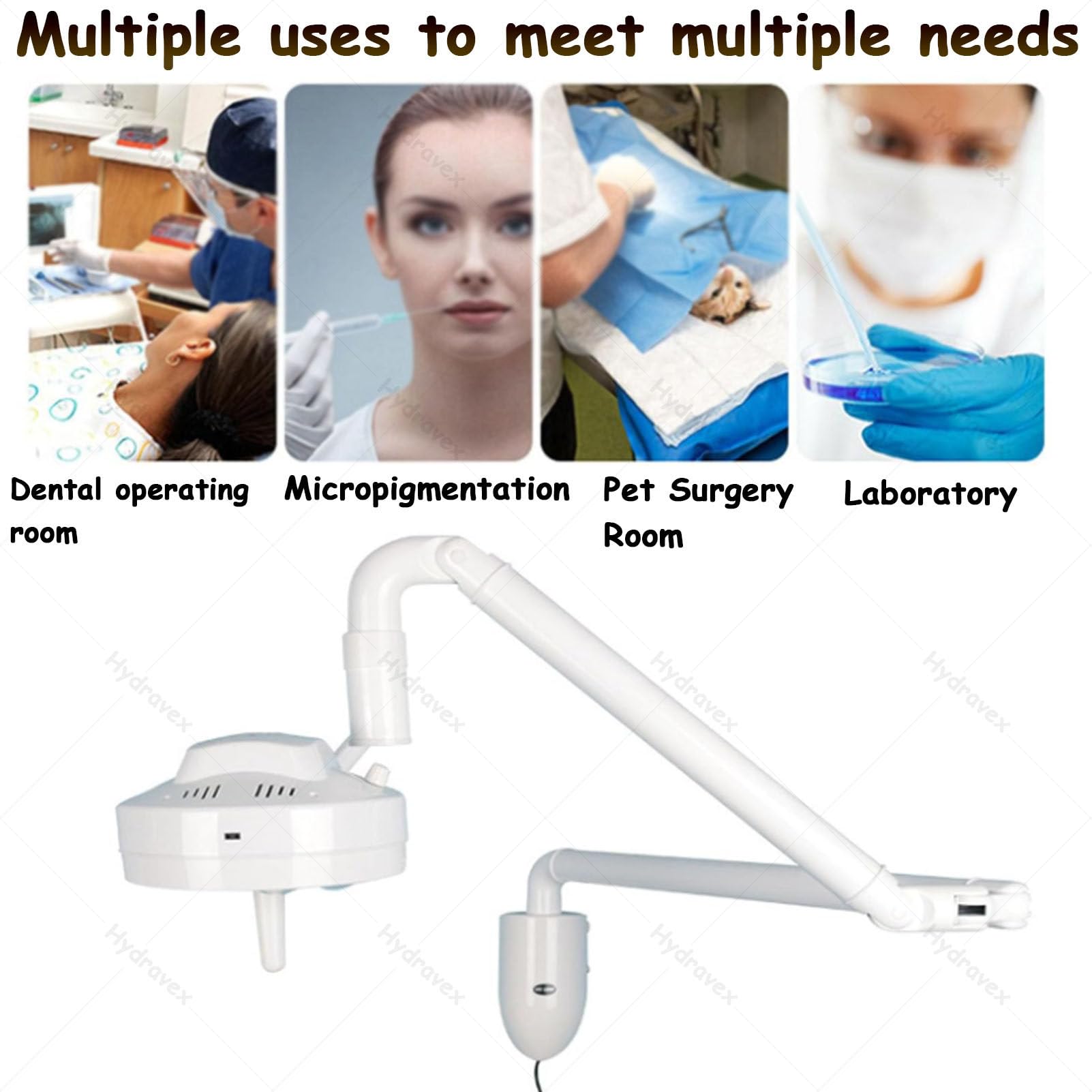 Lampada per esami medico-chirurgici orientabile a 360°, lampada da parete per uso veterinario, lampada a LED per esami chirurgici, lampada per ginecologia, ambulatorio e chirurgia odontoiatrica.