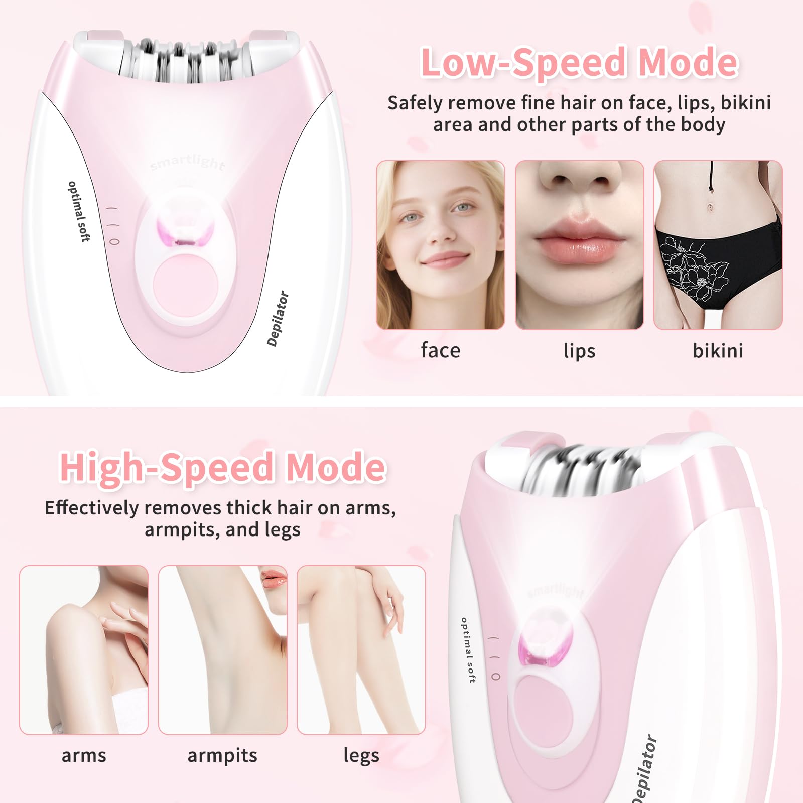 Depiladora facial para mujer con luz LED, pinzas eléctricas inalámbricas, dispositivo de depilación facial
