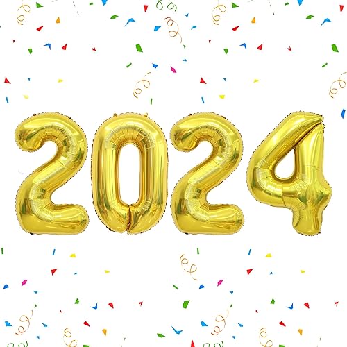 2024 Balloons, 40 Inch 2024 Balloon Numbers, 2024 Balloons Gold, 2024 Foil Number Balloons, Large 2024 Mylar Balloons for 2024 New Years Eve Party Supplies Birthday Anniversary Graduation Decorations