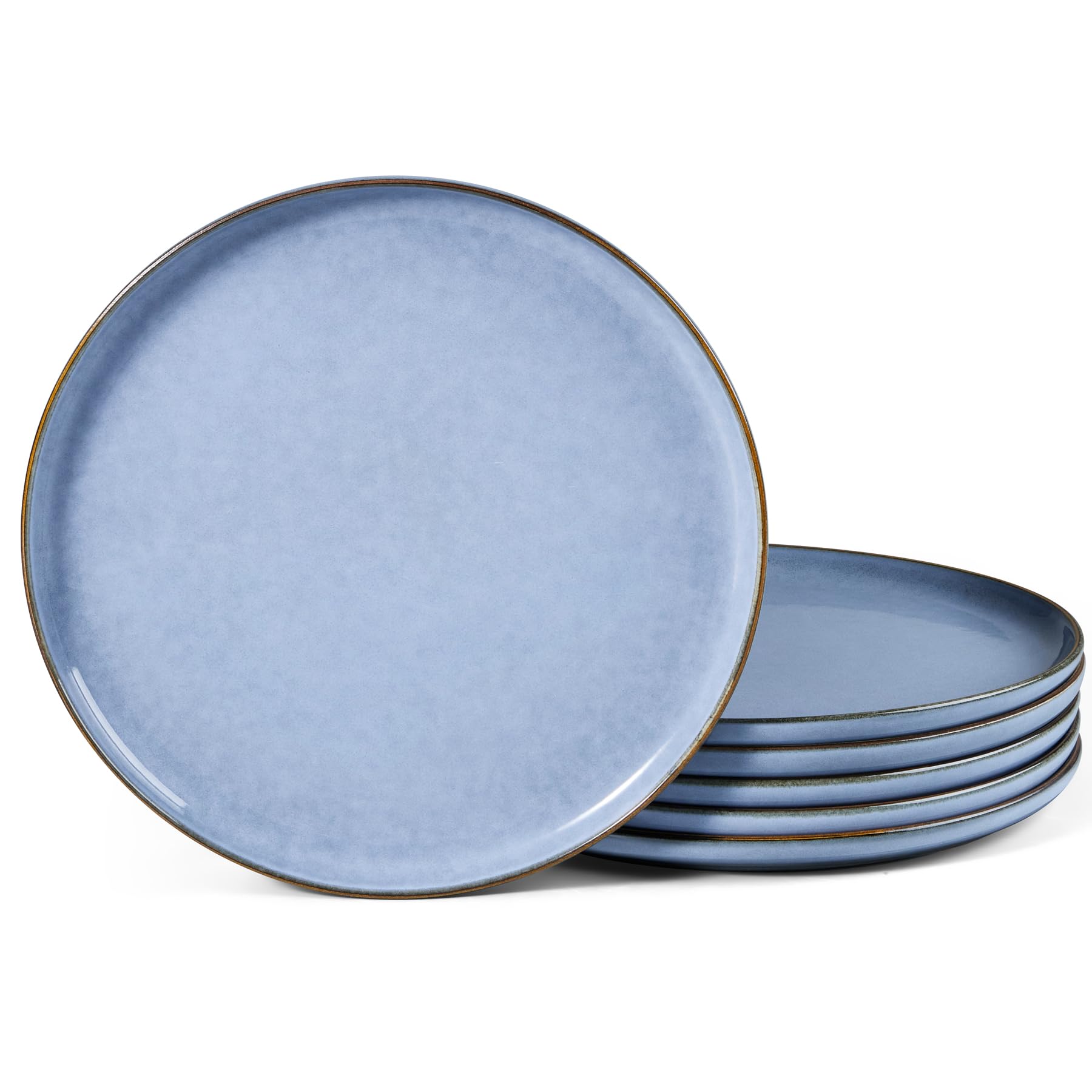 HaWare Set di 6 piatti piani in gres, 26,7 cm, in smalto reattivo, per casa e ristorante, grandi piatti rotondi in ceramica, resistenti a scheggiature e graffi, adatti al microonde e alla
