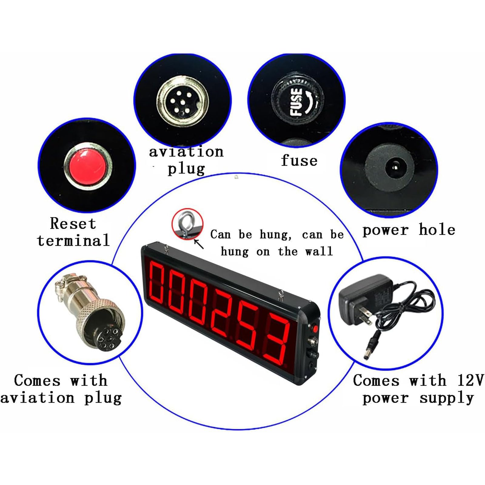 Compteur numérique à 6 chiffres, affichage LED et télécommande, plage de comptage de 0 à 999999 pour convoyeur, ligne de production, comptage de visiteurs