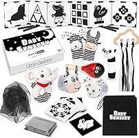 Joyreal Baby Sensory Toys, 13 Pcs Black and White Sensory Toys 0-6 Months, Foil Blanket, Sensory Cards, Baby Rattles,...