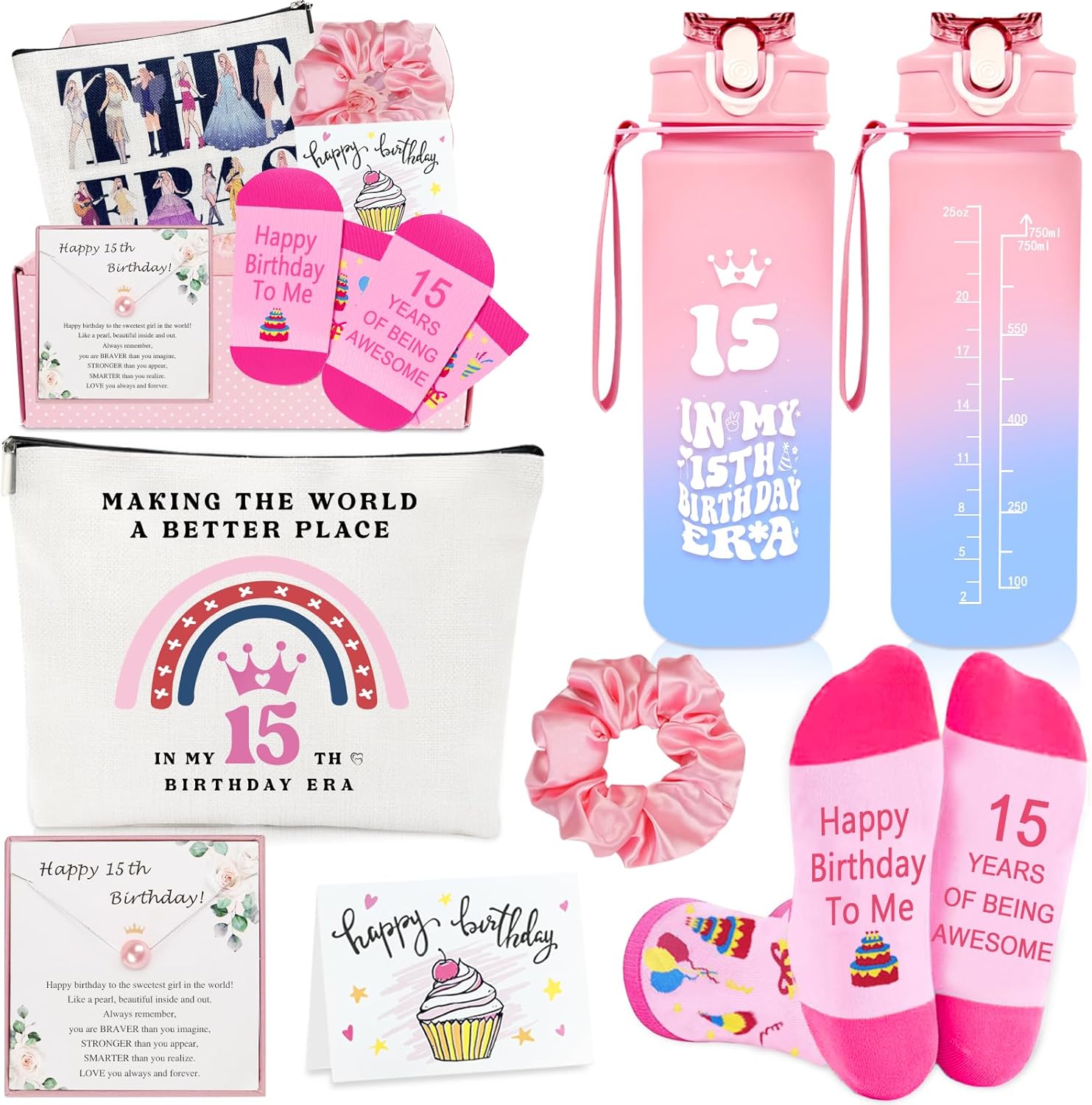 15 Year Old Girl Gifts, Gifts for 15 Year Old Girl, 15th Birthday Gift for Teen Girls, Younger Sister, Daughter, Niece, Granddaughter, Sweet 15th Birthday Decorations for Teen Girls 15th Birthday Gifts