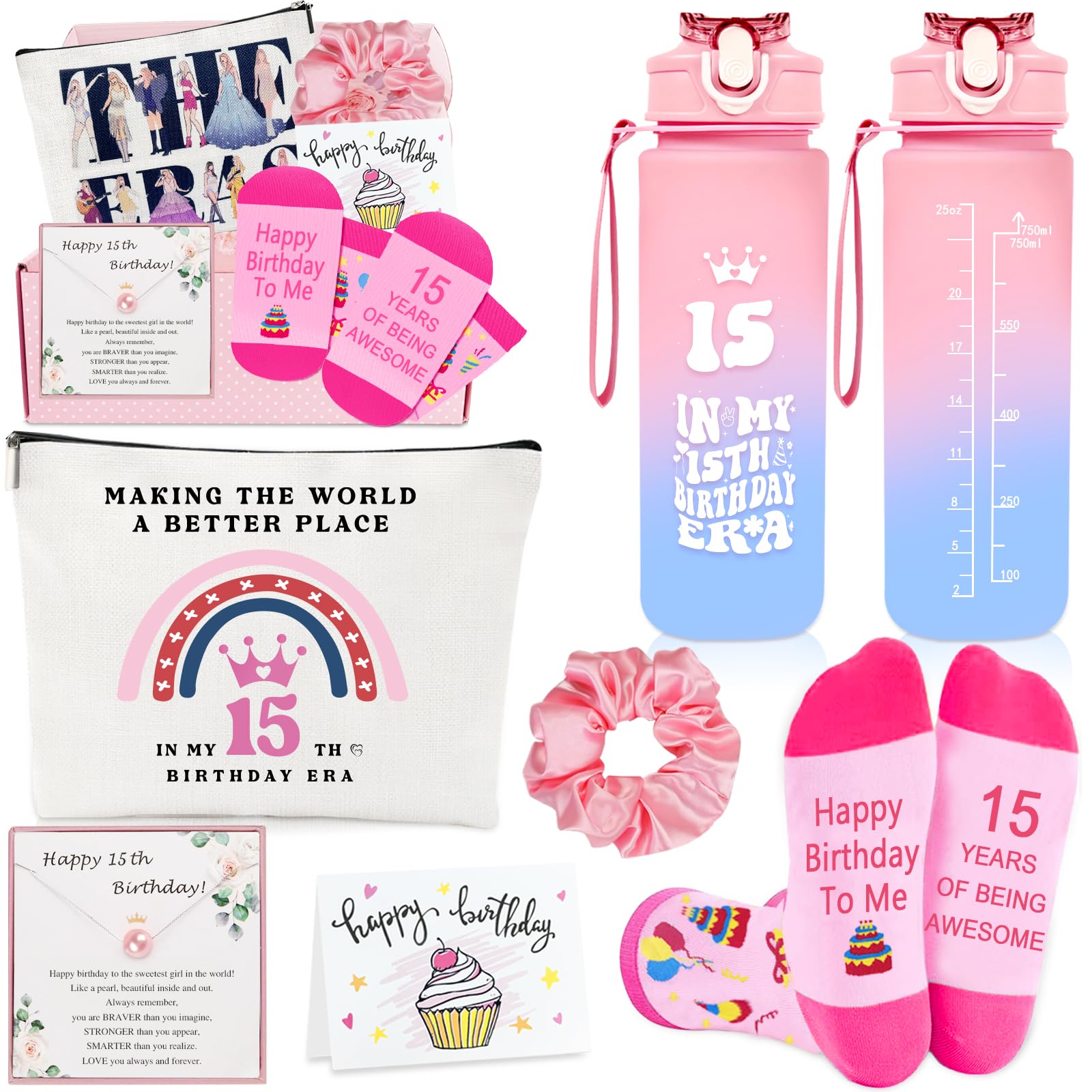 Awfrky 15 Year Old Girl Gifts, Gifts for 15 Year Old Girl, 15th Birthday Gift for Teen Girls, Younger Sister, Daughter, Niece, Granddaughter, Sweet