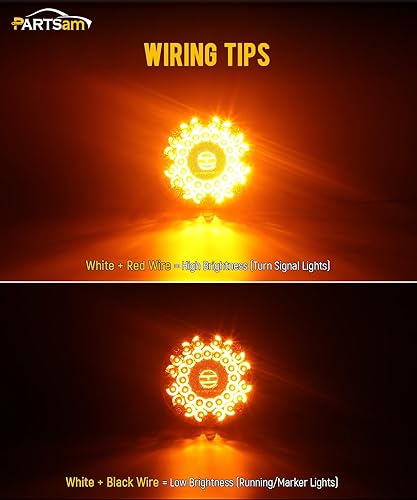 Miniatura 10 de Partsam 2 luces traseras redondas de tránsito de 7 pulgadas, color rojo, 36 LED, luz LED roja de 7 pulgadas, luz trasera de camión STT, luces