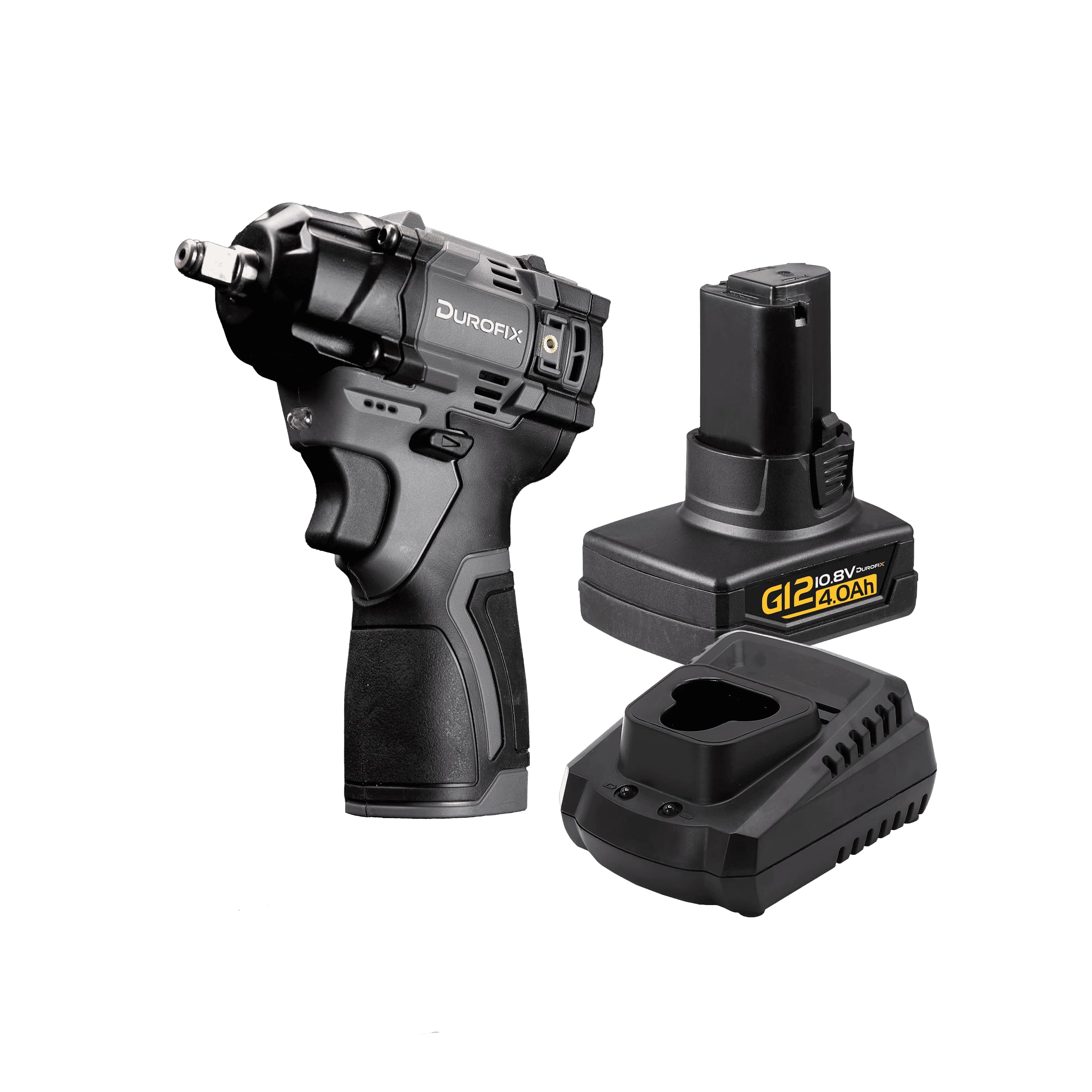 Durofix G12 Sub Compact Impact Wrench 3/8", Brushless Cordless 190Nm Breakway Torque, 3300RPM, Tool Kit with 1x 4.0Ah Battery and Charger | RI12186-3PM
