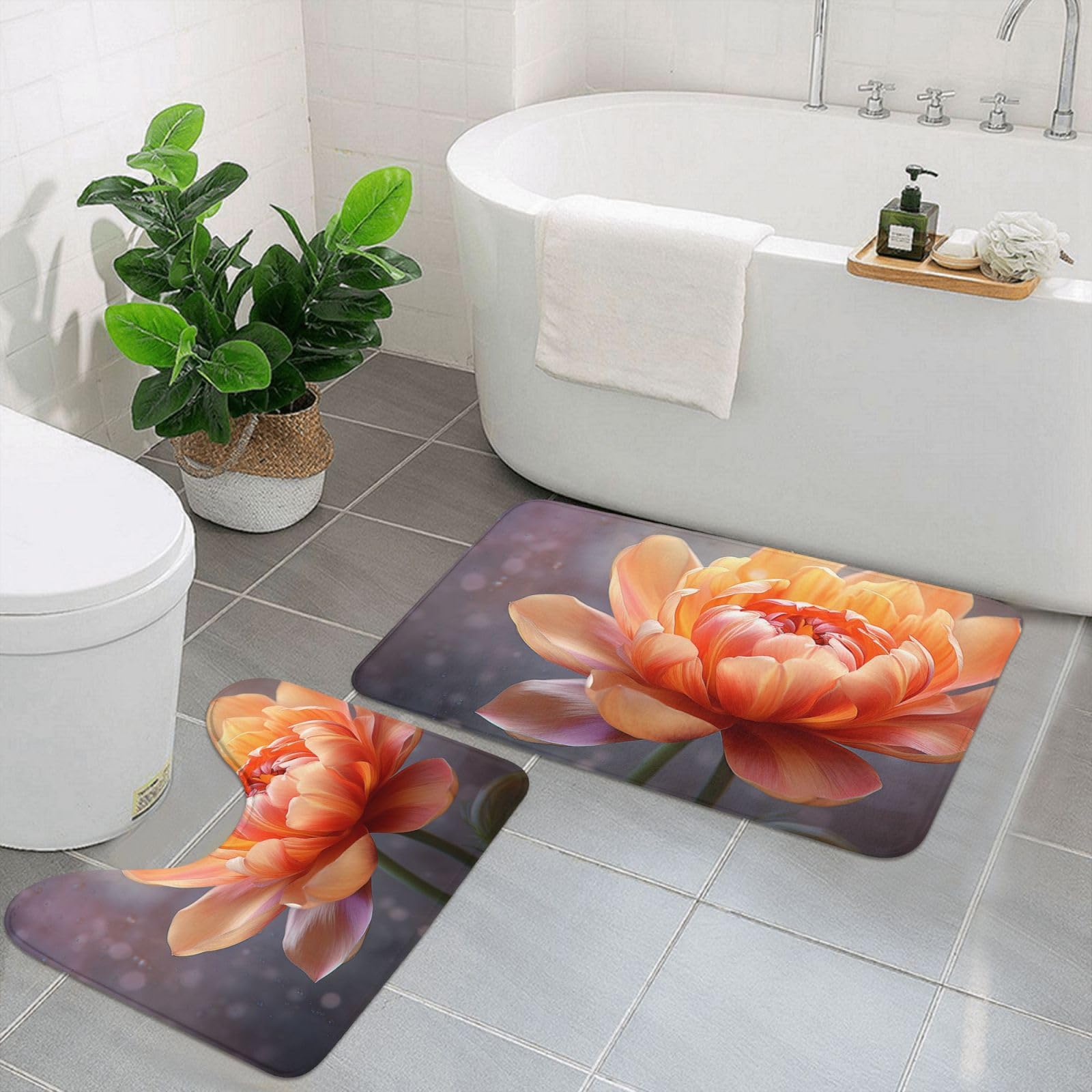 Tapis de bain en microfibre en U : la solution anti-glisse fleurie et douce