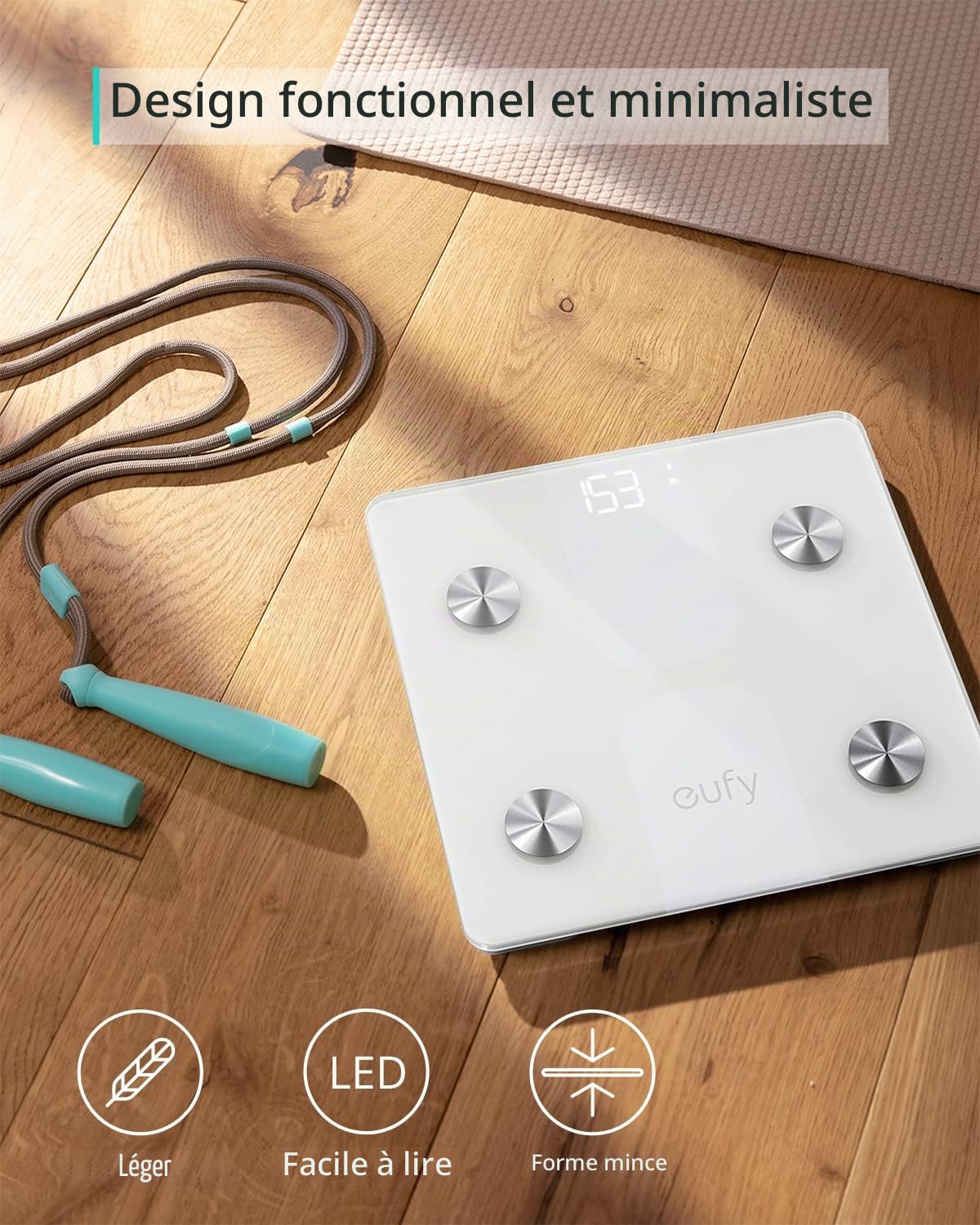 eufy Smart Scale C1 Balance danalyse corporelle Plage de pesée (max.)=150 kg blanc