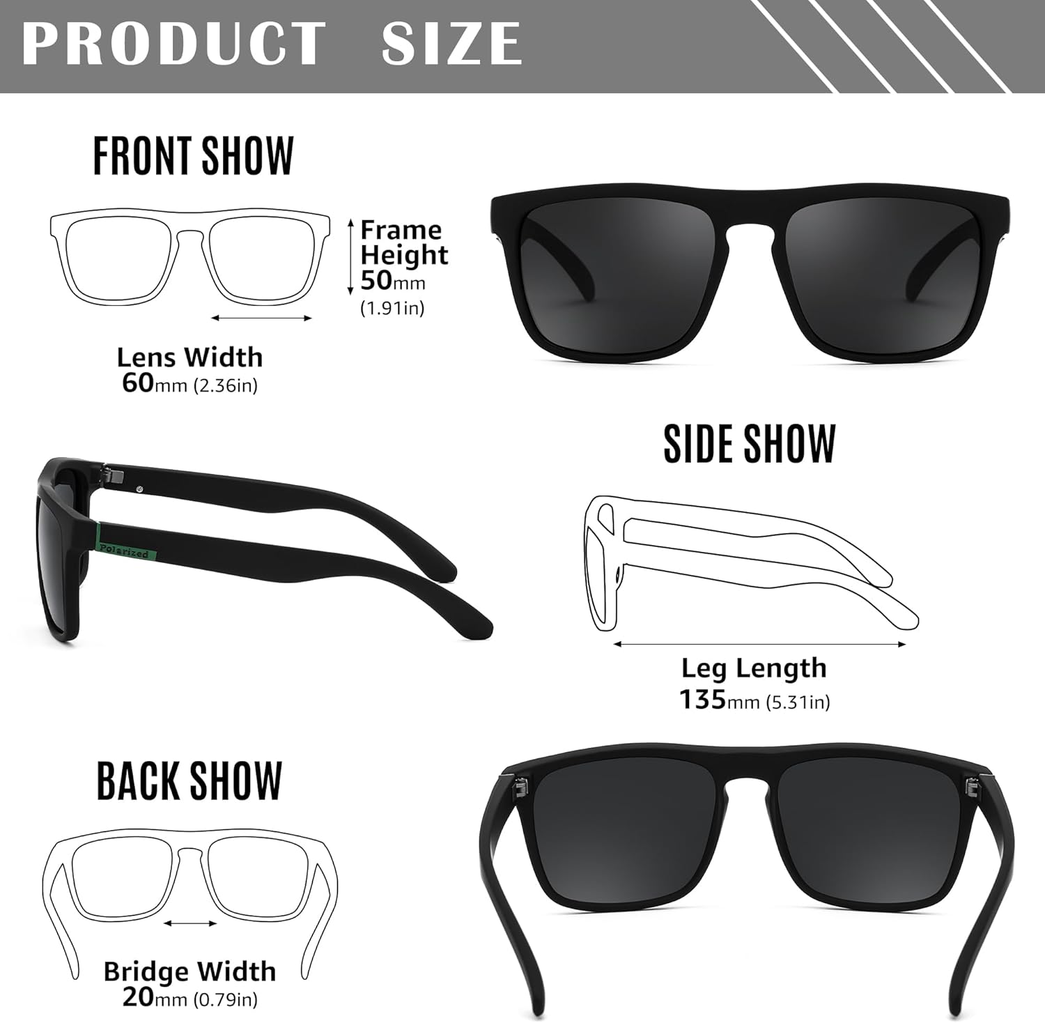 Polarized Sports Sunglasses for Men Women, Lightweight Fishing Driving Running Golf Sun Glasses with UV Protection