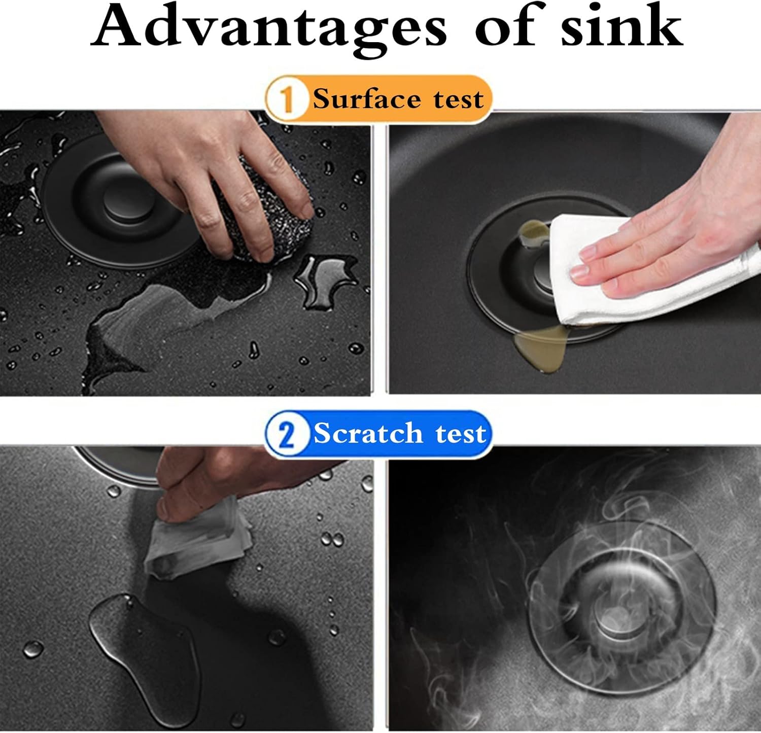 Kitchen Sinks Single Bowl Bar Prep Sink Black Round Stainless Steel With Pull Faucet & Drain Used In Bars, Family Gatherings,Drop-in Or Undermount Installation