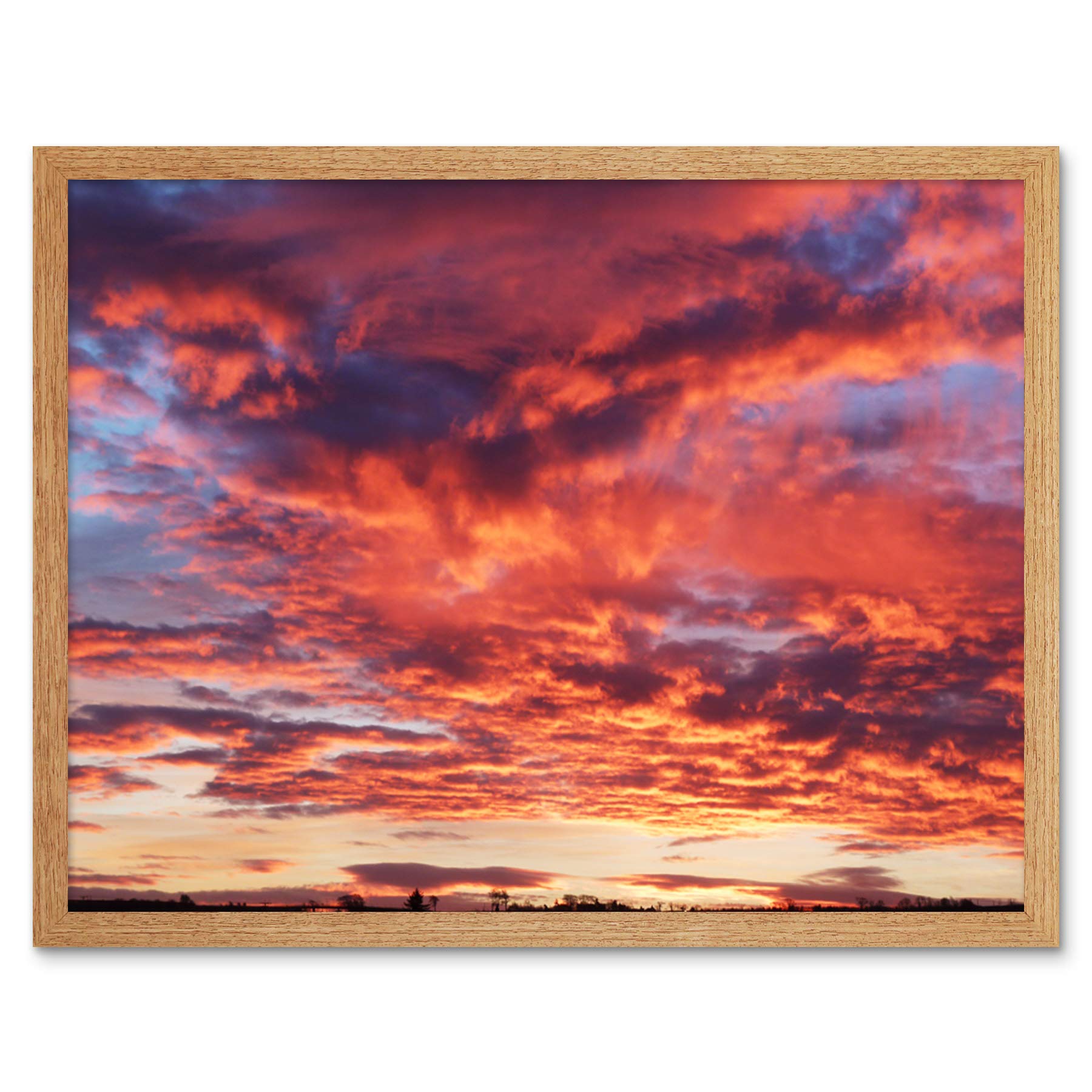 Artery8 Beautiful Sky Clouds Sunset Photo Art Print Framed Poster Wall Decor 12x16 inch