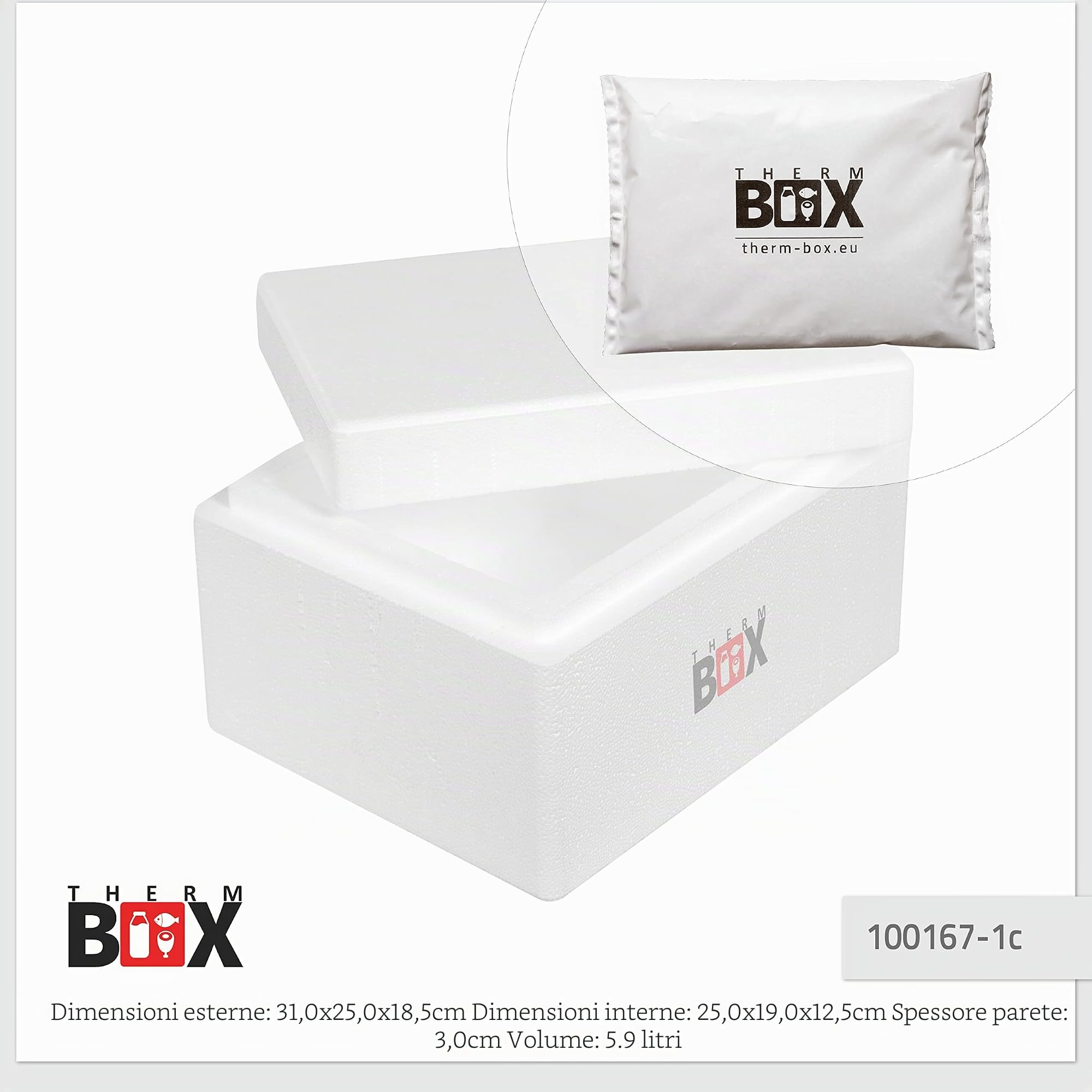 Scatole in polistirolo di diverse dimensioni da 2 fino a 88 litri, L - XXL, scatola termica, borsa frigo, bianco e nero, qualità professionale.