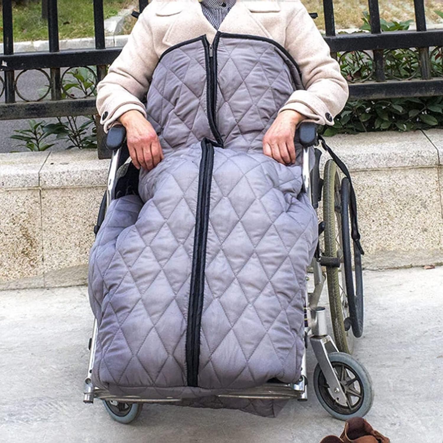 Manta para Silla de Ruedas, Manta para piernas, Resistente al Viento, Forro Polar, acogedora, con Cremallera para la Parte Inferior del Cuerpo.