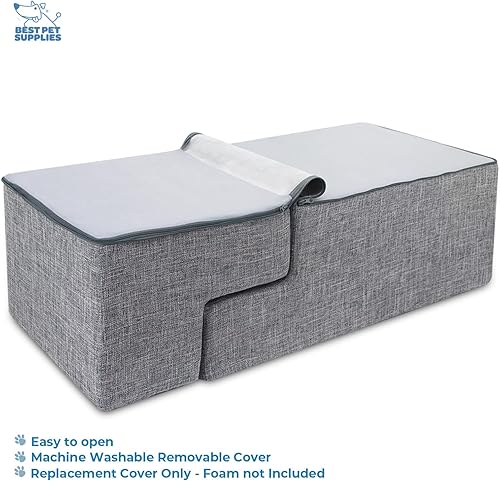 Miniatura 4 de Best Pet Supplies - Escalera plegable portátil de espuma para que las mascotas alcancen muebles altos, antideslizante, equilibrada, segura, lino