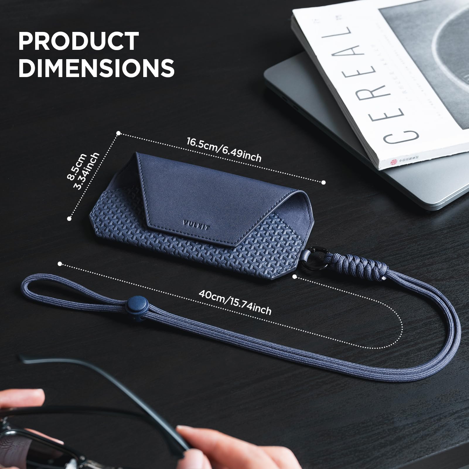 VULKIT Estuche Portátil de Cuero Sintético para Gafas de Mujer y Hombre, Funda Delgada para Gafas de Sol, Estuche Unisex para Lentes, Compatible con la mayoría de Gafas y Lentes de Sol, Talla Única
