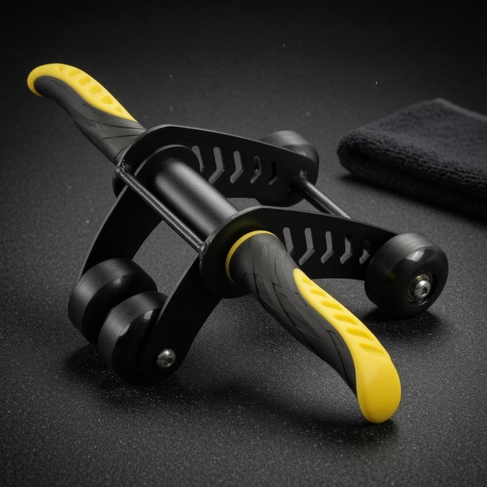 Rueda Abdominal Plegable Agarres Texturizados Rueda Abdominal Metálica Estable Rodillo Abdominales Doble