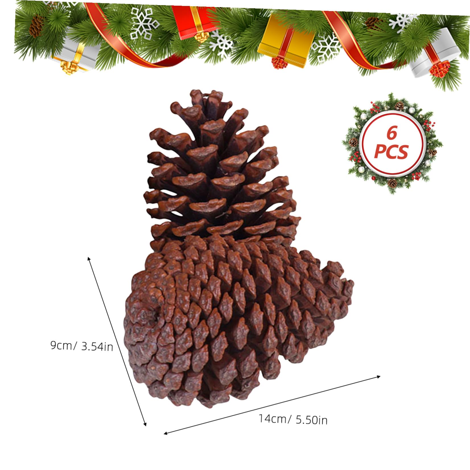 DOITOOL 6 Stück Natürliche Tannenzapfen Dekoration aus Synthetischem Material Braun für Weihnachtsbaum und Wohnraum Deko Rustikaler Stil für Xmas und Zuhause