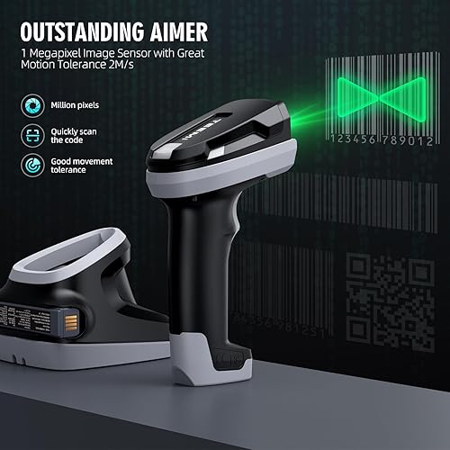 Miniatura 4 de TEEMI Escáner de código de barras industrial Bluetooth 2D con sensor de megapíxeles de alta resolución, lector de mano, diseño industrial