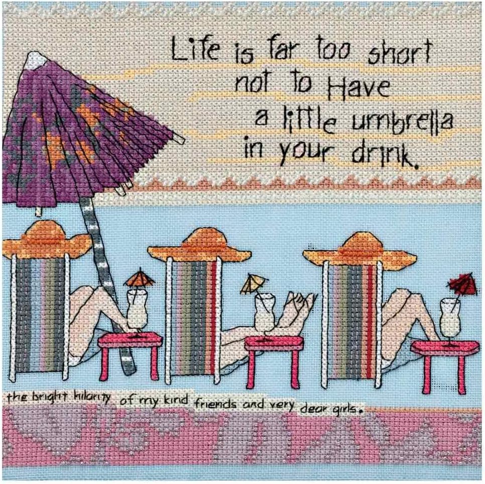 Life's Too Short Counted Beaded Cross Stitch Kit Curly Girl 2018 Mill Hill CG301813