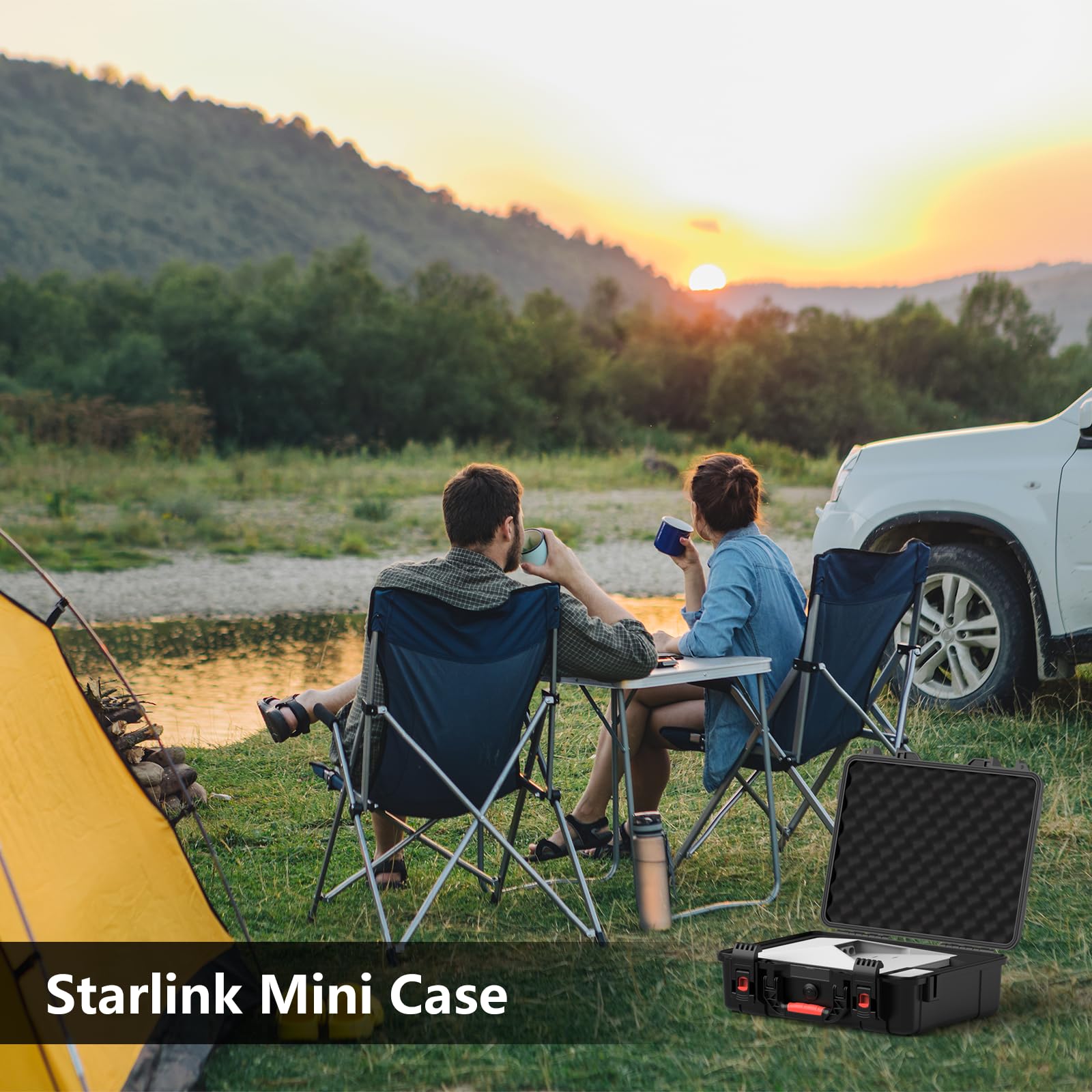 MEKEET Starlink Mini Maleta rígida Impermeable a Prueba de Golpes para Starlink Mini Dish & Accesorios, con Correa de Hombro y asa de Transporte, Espuma EVA de precisión, para Viajes, Camping