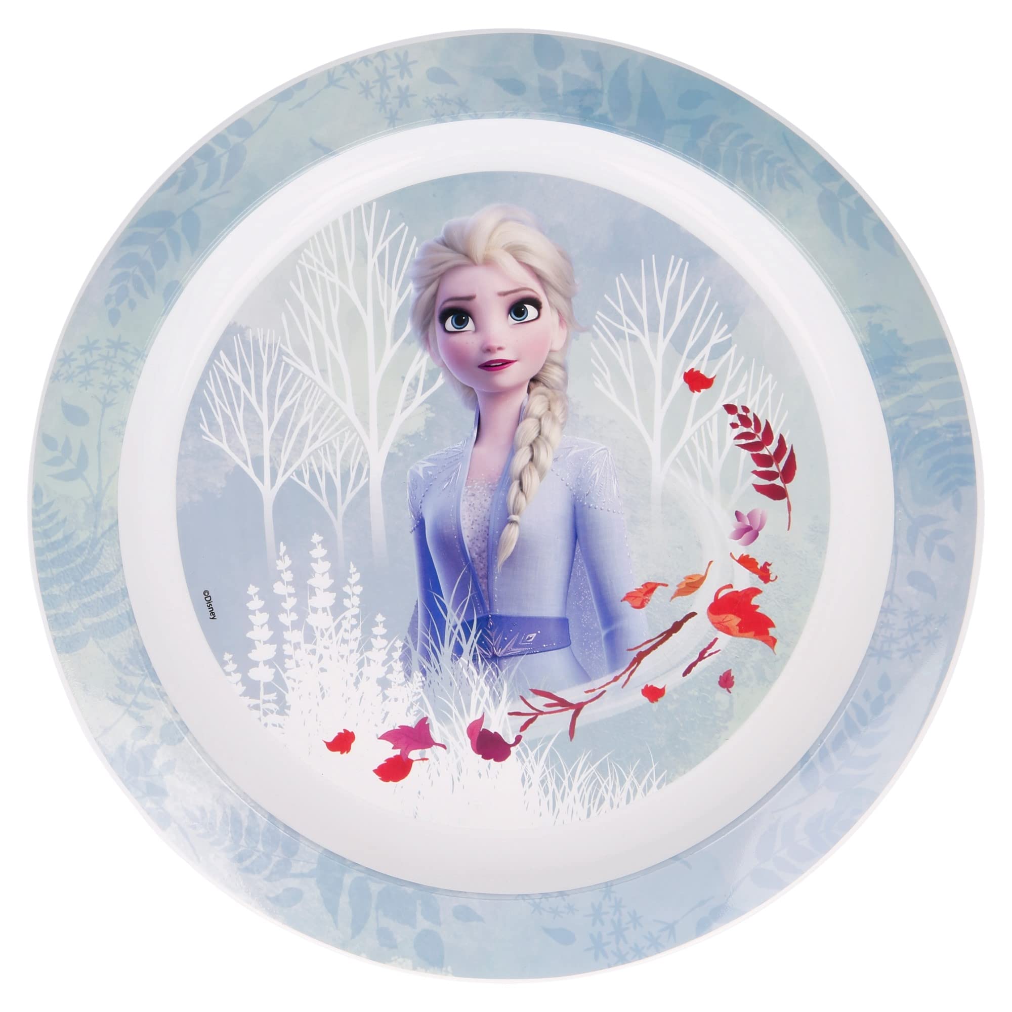 Stor reusable plastic microwave safe frozen ii blue forest kids dish