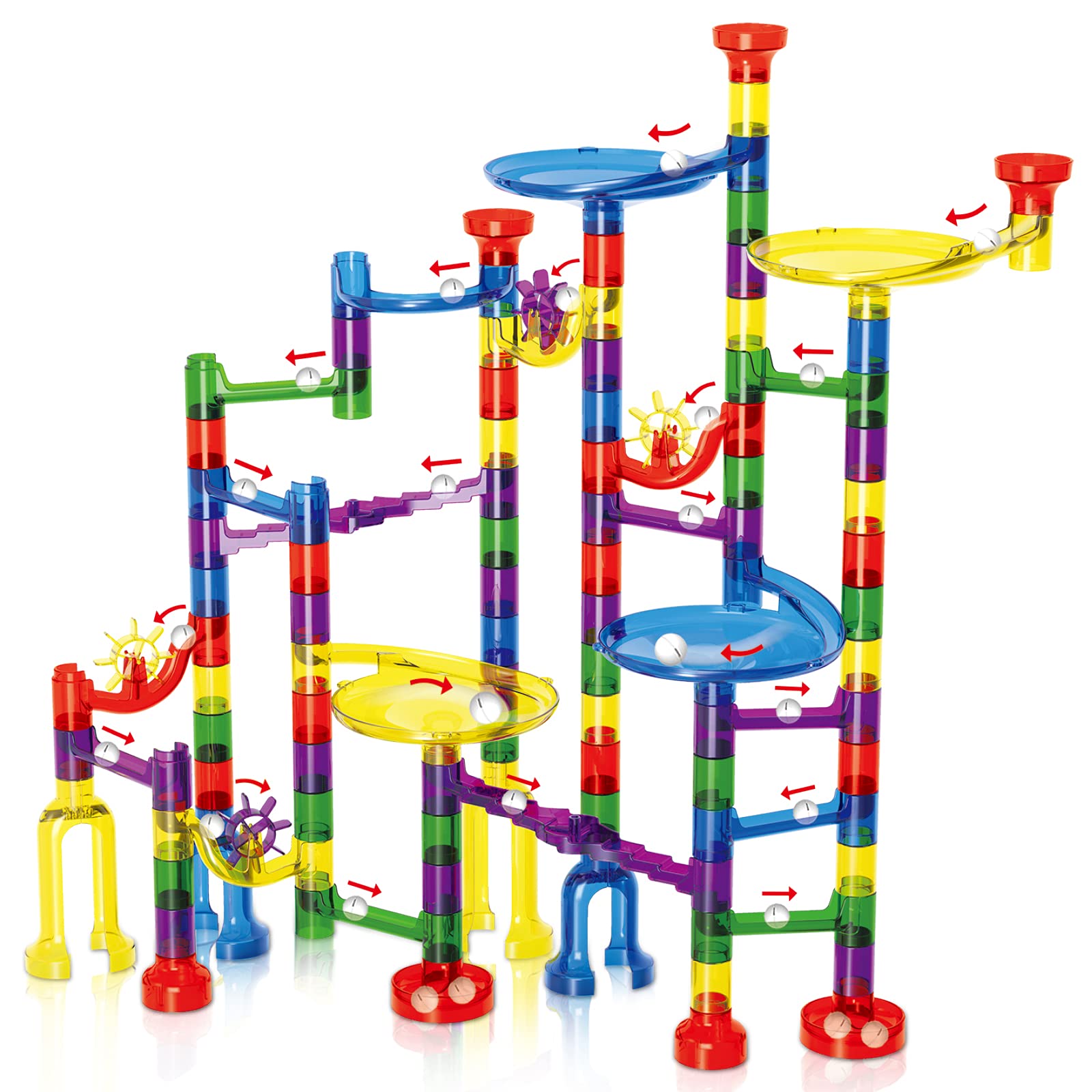122 Pcs Marble Run Set Toys Construction Building Blocks STEM Educational Learning Toy Deluxe Marble Maze Race Track Game Toys Gifts for Kids 3 4 5 6 7 8 Year Old Boys and Girls